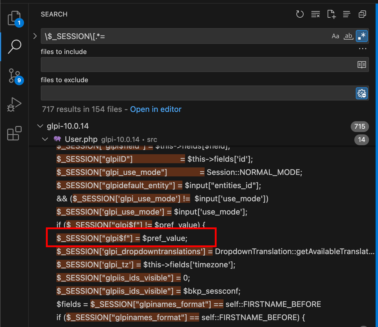 Regex search