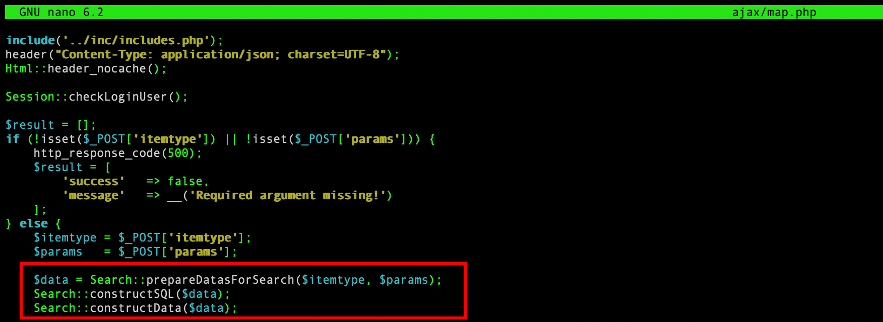 Code of map.php